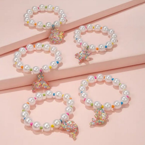 5pcs Girls Marine Style Pearl Bracelet ✨NEW✨ - Picture 2 of 5